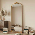 65x22 Arched Full Length Mirror Metal Vintage Mirror Baroque Style,Antique Gold