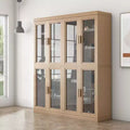 72x62x16 Wood Accent Cabinet, Storage Organizer with Adjustable Shelves and Glass Doors for Kitchen Bedroom Entryway Living/Dinning Room