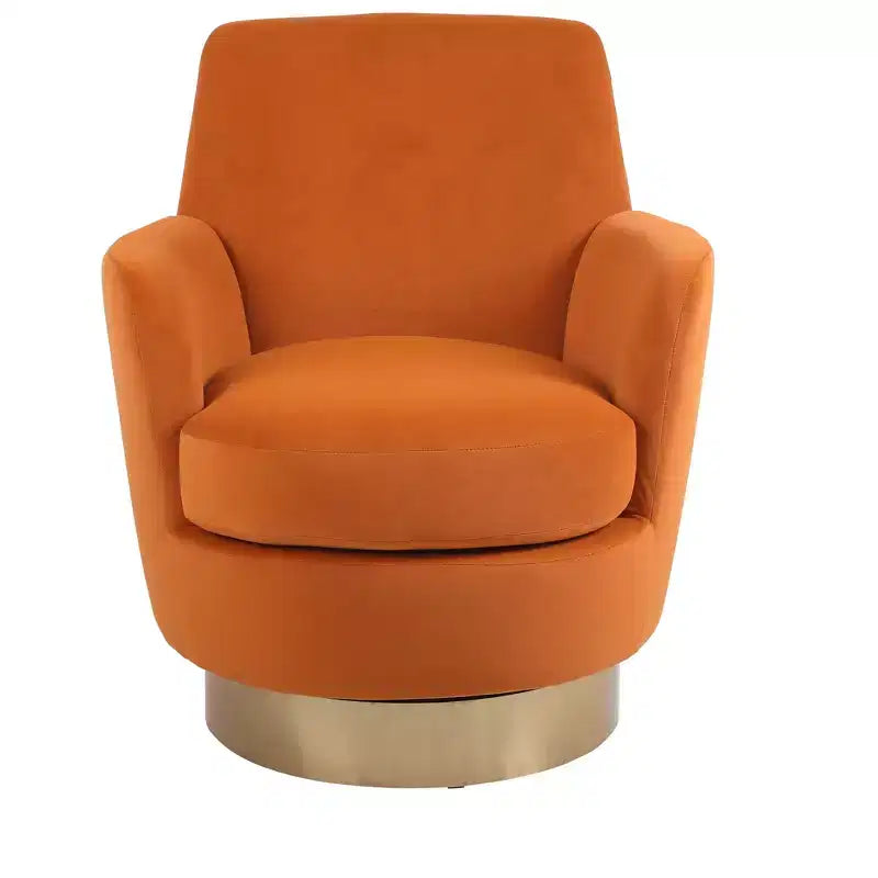 Fauteuil tonneau pivotant moderne, Fauteuils tonneau ronds avec base en acier inoxydable doré, pour Salon Chambre