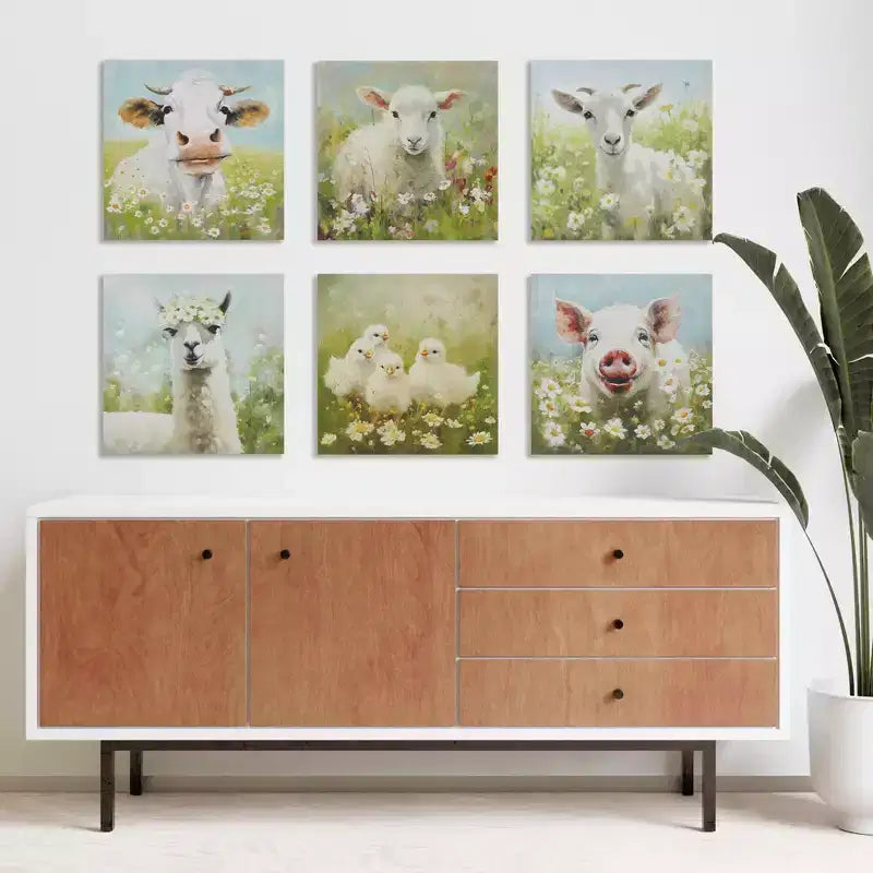 MAYEERTY Colorful Lamb Canvas Wall Art