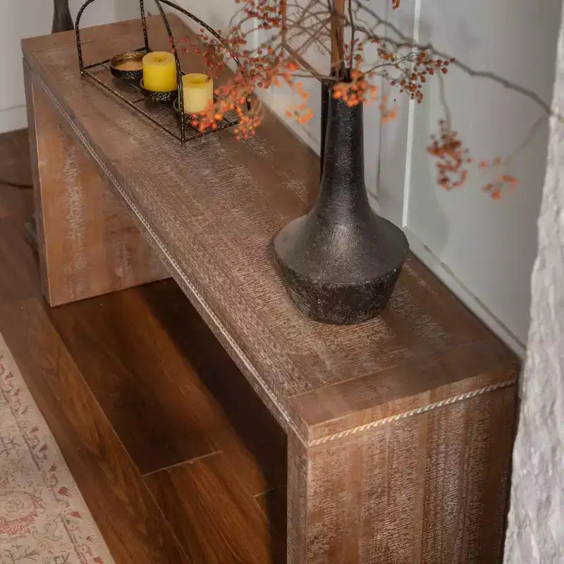 GDFStudio Nick Rustic 63 Wood Rectangle Narrow Console Table
