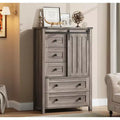 Whizmax 48 Farmhouse Dresser - 5-Drawer Wood Chest with Sliding Barn Door &amp; Adjustable Shelf, Storage Organizer for Bedroom