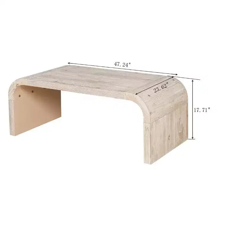 Table Basse Artisanale de Ferme, Design Art Déco Courbé pour Salon/Bureau, Gain de Place, Montage Facile