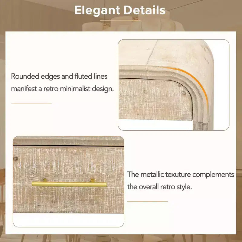 Console Rétro Unique avec Silhouette Ouverte, Deux Tiroirs Supérieurs (Finition Bois Naturel)