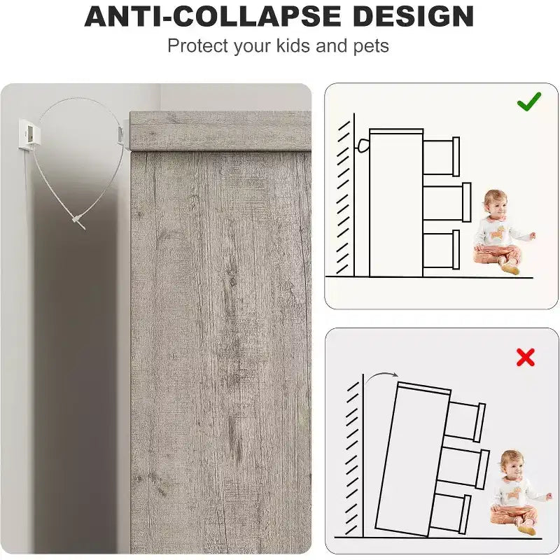 Commode double à 6 tiroirs pour chambre à coucher, commode moderne grise avec poignées encastrées, organisateur de rangement en bois pour salon, chambre d'enfant, couloir ou entrée