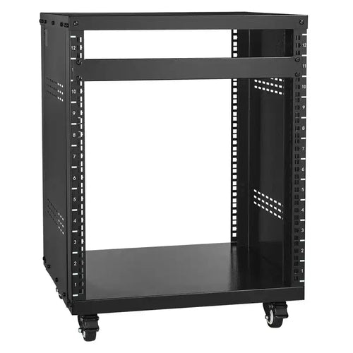 VEVOR 12U AV Rack Stand, 500 lbs Capacity, Network Stereo Recording Studio Rack with Lockable Caster Wheels Round &amp; Square Holes, Special Vents