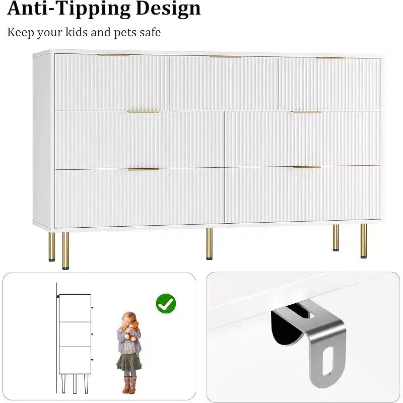 Commode à 7 tiroirs pour chambre à coucher, commode moderne en bois pour placard, avec poignée dorée, meuble de rangement pour chambre à coucher, pour salon, couloir