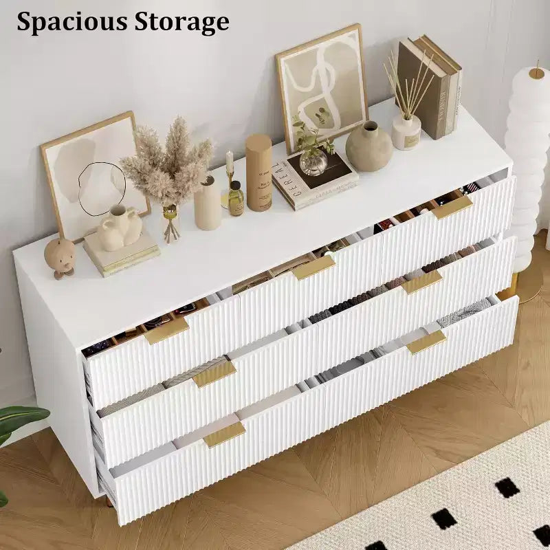 Commode à 7 tiroirs pour chambre à coucher, commode moderne en bois pour placard, avec poignée dorée, meuble de rangement pour chambre à coucher, pour salon, couloir