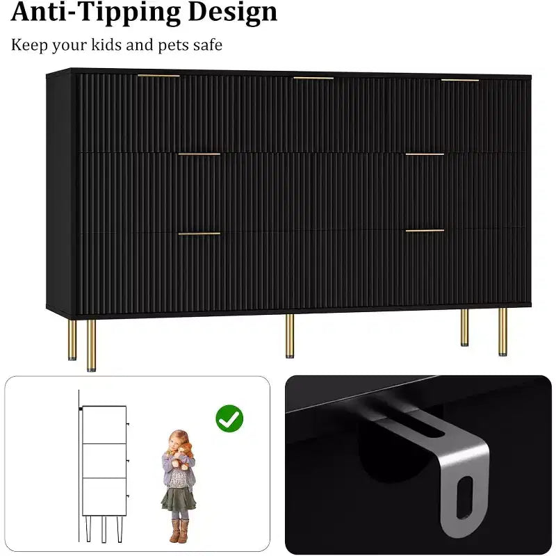 Commode à 7 tiroirs pour chambre à coucher, commode moderne en bois pour placard, avec poignée dorée, meuble de rangement pour chambre à coucher, pour salon, couloir