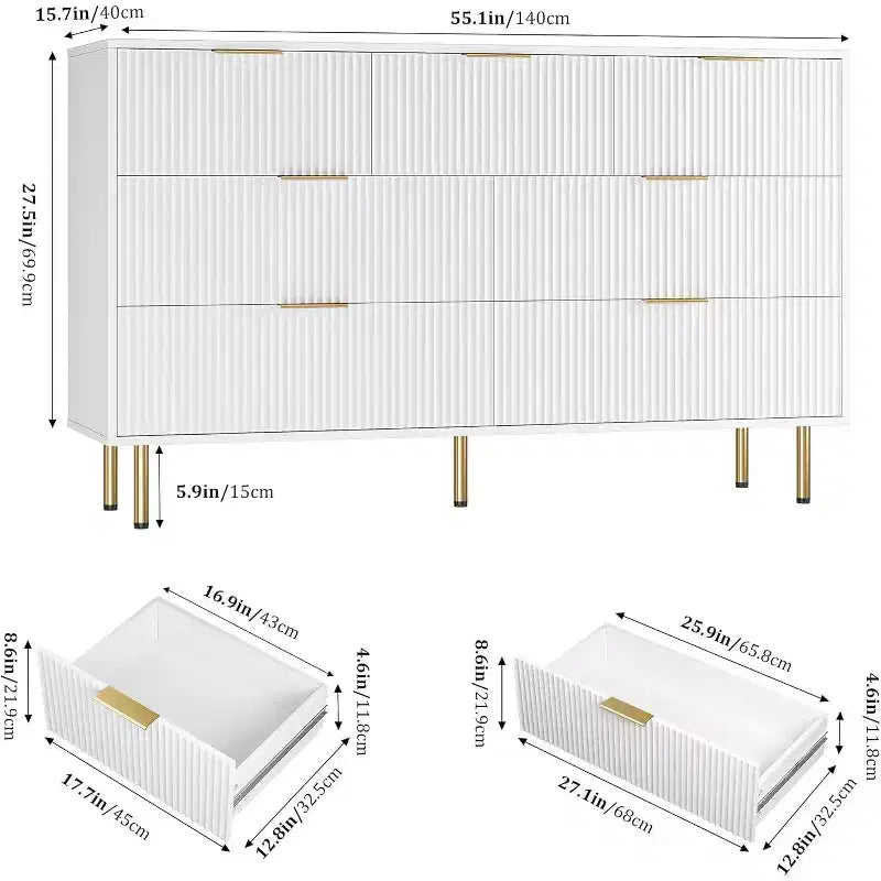Commode à 7 tiroirs pour chambre à coucher, commode moderne en bois pour placard, avec poignée dorée, meuble de rangement pour chambre à coucher, pour salon, couloir