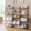 Industrial Triple-Column Bookcase  11 Adjustable Shelves, 100LB/Shelf Capacity, Steel Frame &amp; Particle Board (Black/Brown)