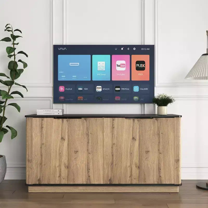 Buffet multifonctionnel moderne en bois à 4 portes de 140 cm