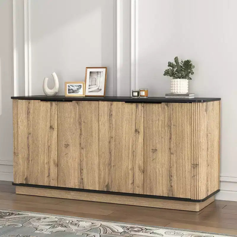 Buffet multifonctionnel moderne en bois à 4 portes de 140 cm