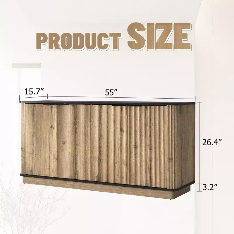 Buffet multifonctionnel moderne en bois à 4 portes de 140 cm