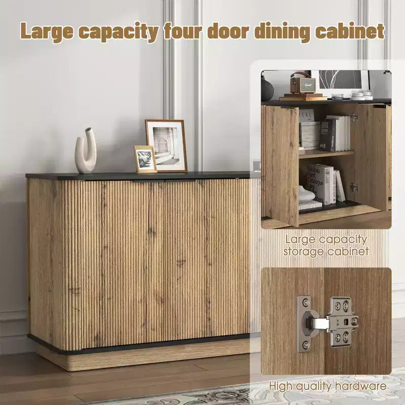 Buffet multifonctionnel moderne en bois à 4 portes de 140 cm