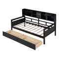 CLIHOME Twin Size Daybed, Wood Slat Support, Bed Frame with Bedside Shelves and Two Drawers