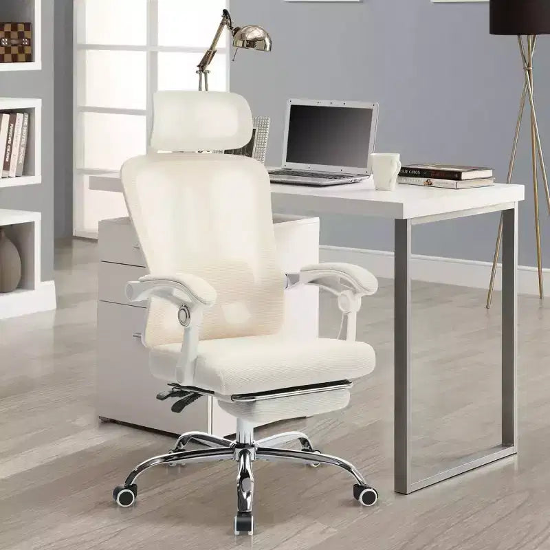 Chaise de bureau ergonomique en maille, chaise de bureau à domicile avec appui-tête et dossier réglables, support lombaire confortable avec roulettes pivotantes à 360°