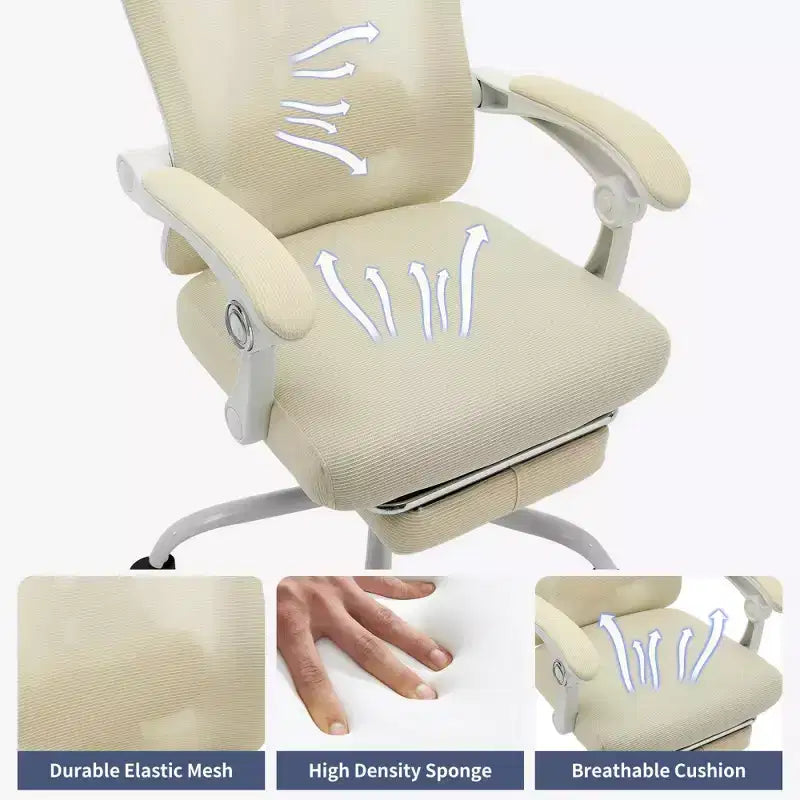 Chaise de bureau ergonomique en maille, chaise de bureau à domicile avec appui-tête et dossier réglables, support lombaire confortable avec roulettes pivotantes à 360°