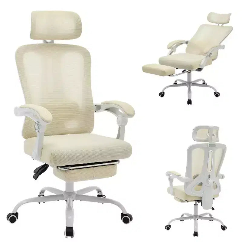 Chaise de bureau ergonomique en maille, chaise de bureau à domicile avec appui-tête et dossier réglables, support lombaire confortable avec roulettes pivotantes à 360°