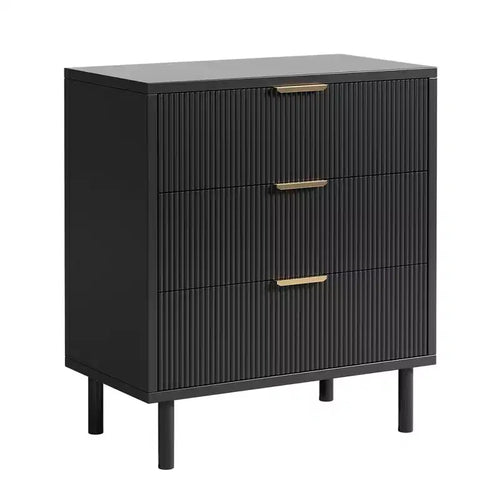 GustoWave 3 Drawer Dresser, 28'' Wide Chest of Drawers with Anti-Tipping Device, Tall Wood Nightstand with Storage and Metal Legs