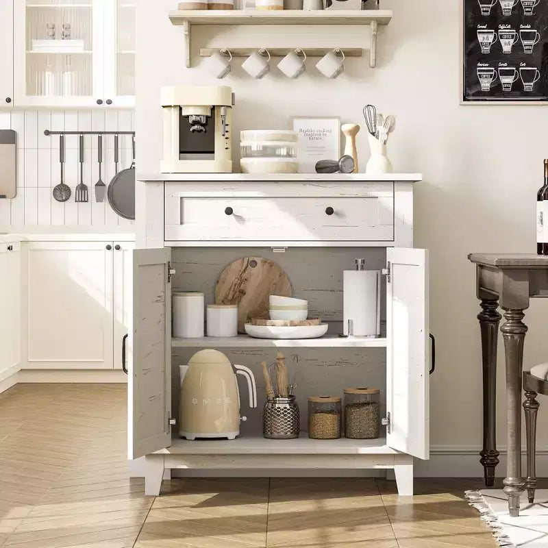 Meuble de rangement de style campagnard avec 3 étagères réglables (7 hauteurs), organisateur rustique pour cuisine et salle à manger, meuble d'entrée multifonctionnel