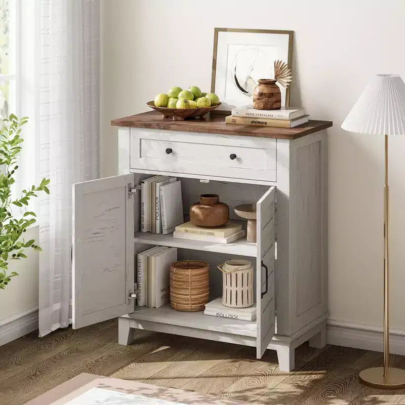 Meuble de rangement de style campagnard avec 3 étagères réglables (7 hauteurs), organisateur rustique pour cuisine et salle à manger, meuble d'entrée multifonctionnel
