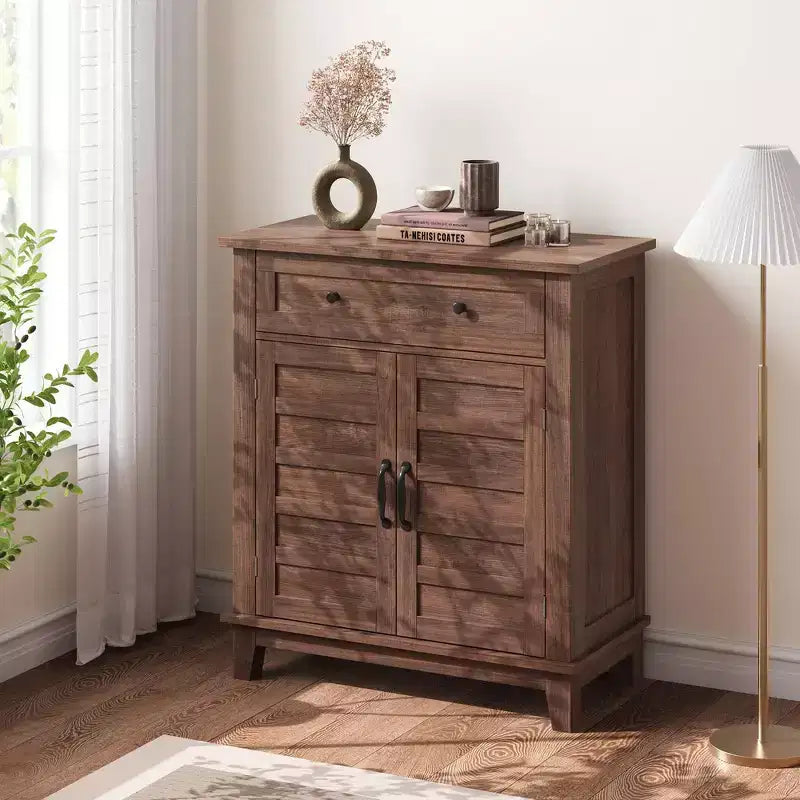 Meuble de rangement de style campagnard avec 3 étagères réglables (7 hauteurs), organisateur rustique pour cuisine et salle à manger, meuble d'entrée multifonctionnel
