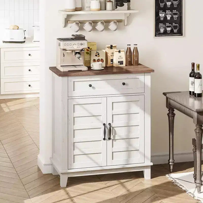 Meuble de rangement de style campagnard avec 3 étagères réglables (7 hauteurs), organisateur rustique pour cuisine et salle à manger, meuble d'entrée multifonctionnel