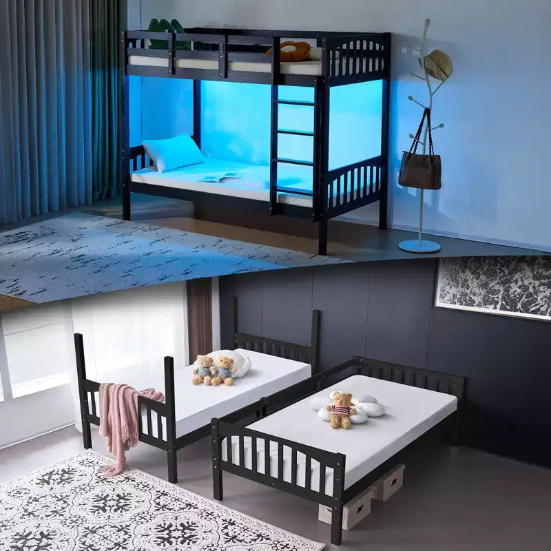 Karl Home Twin Bunk Bed with RGB LED Strip and Charging Station