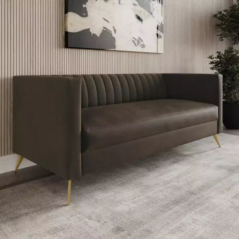 Canapé en velours avec accoudoirs carrés Home Design