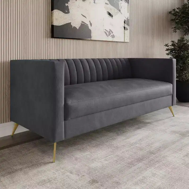 Canapé en velours avec accoudoirs carrés Home Design