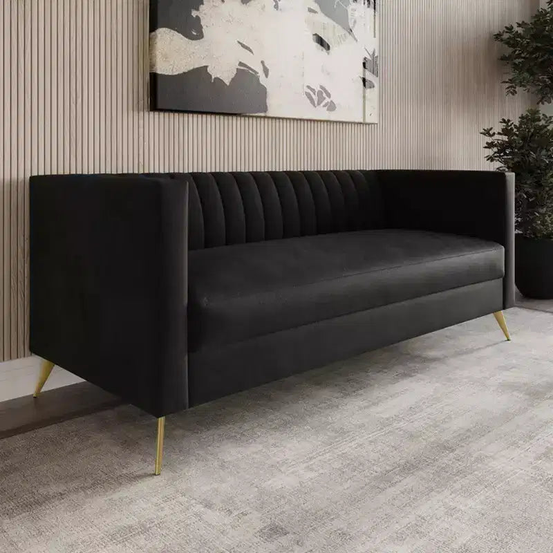 Canapé en velours avec accoudoirs carrés Home Design