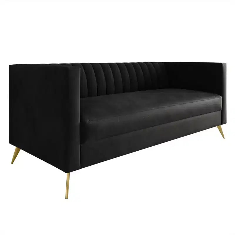 Canapé en velours avec accoudoirs carrés Home Design
