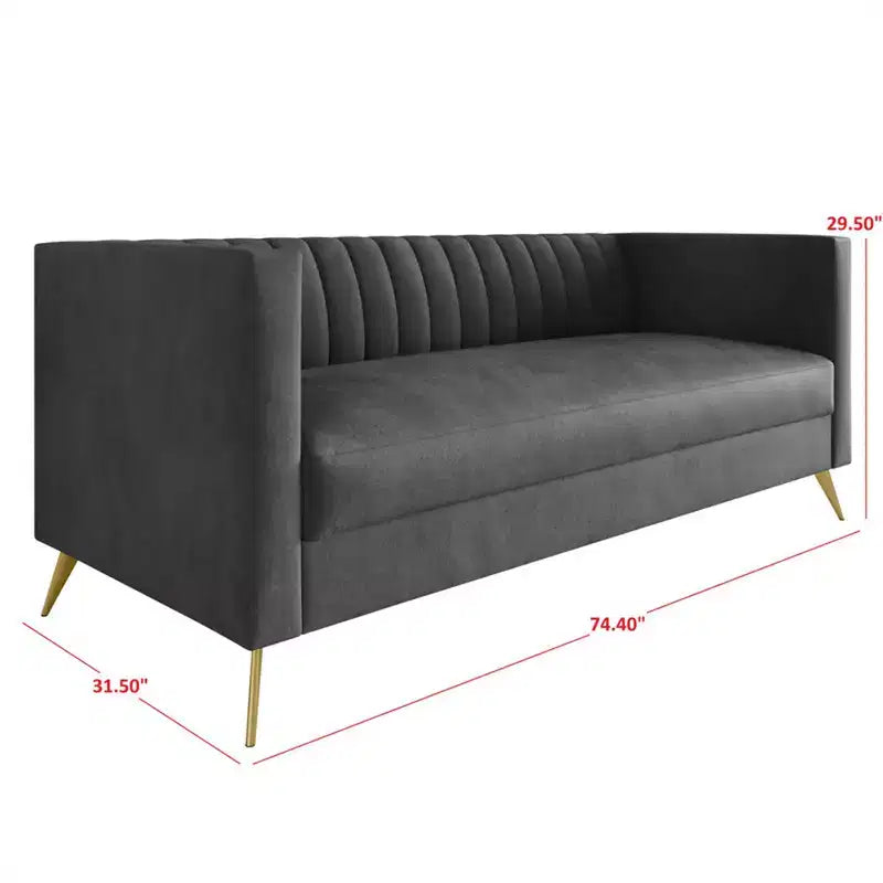 Canapé en velours avec accoudoirs carrés Home Design