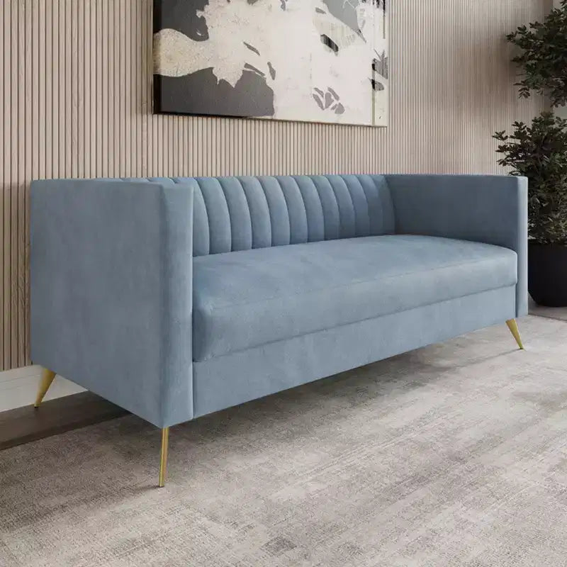 Canapé en velours avec accoudoirs carrés Home Design