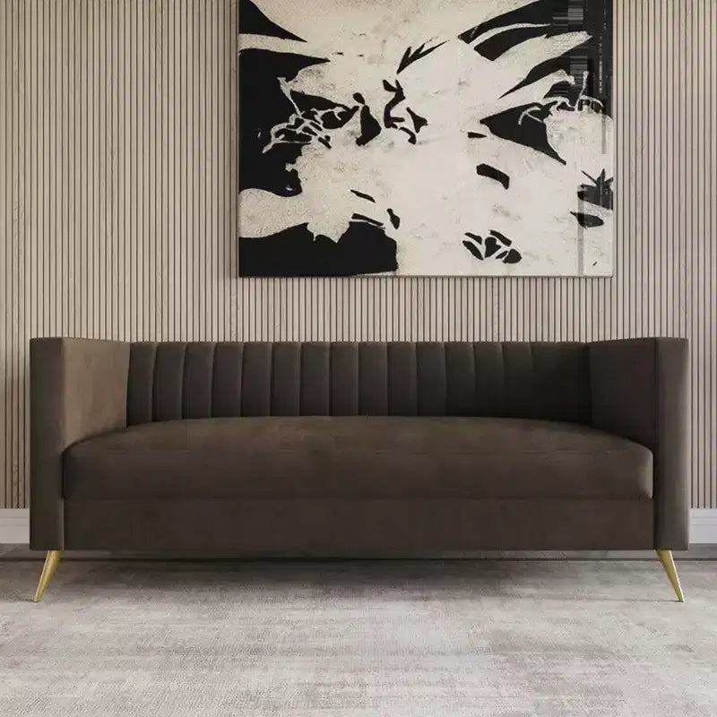 Canapé en velours avec accoudoirs carrés Home Design