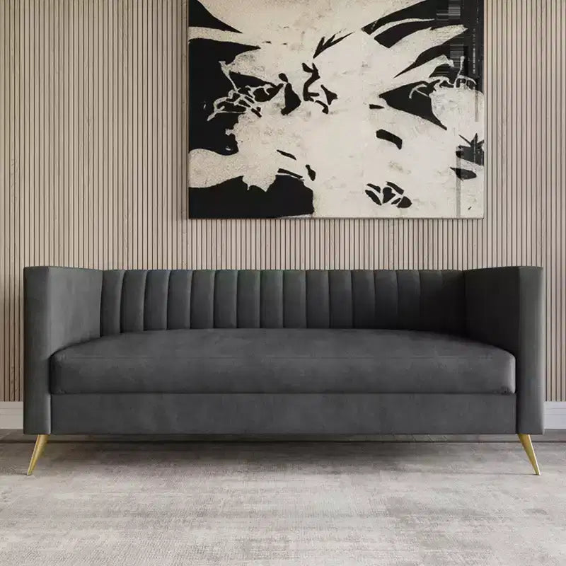 Canapé en velours avec accoudoirs carrés Home Design