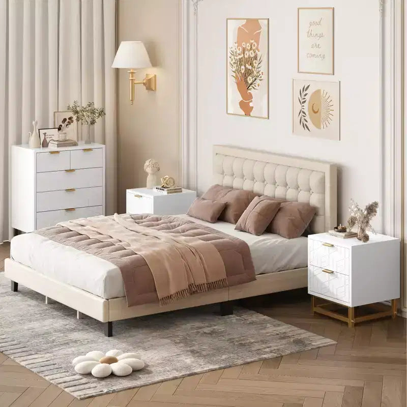 Commode moderne à 5 tiroirs avec pieds en métal, grand organisateur de rangement pour chambre, salon et entrée