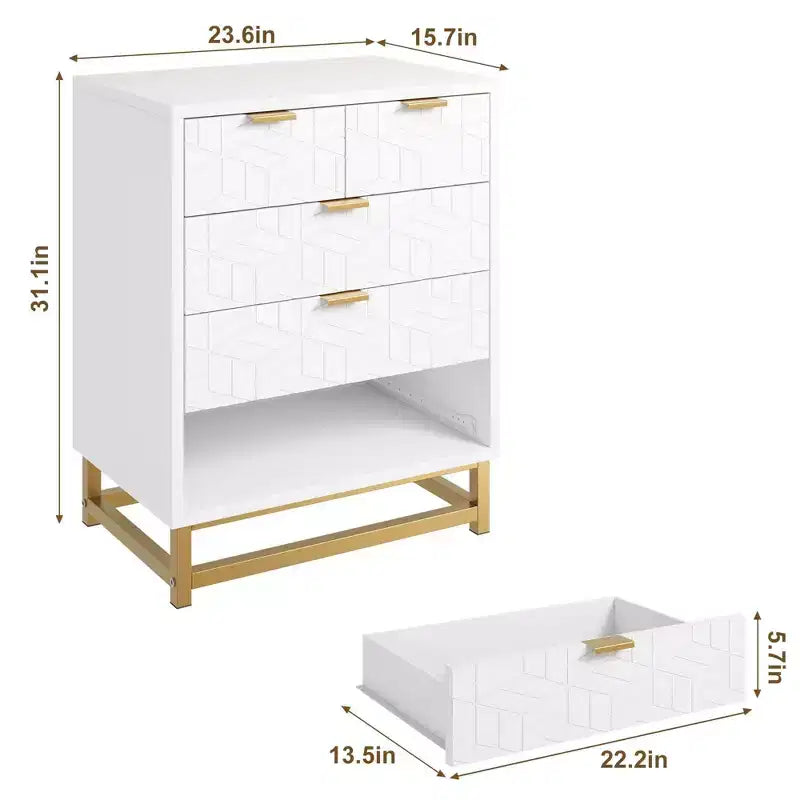 Commode moderne à 5 tiroirs avec pieds en métal, grand organisateur de rangement pour chambre, salon et entrée