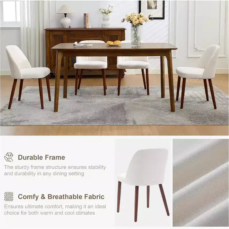 Lot de chaises de salle à manger modernes, structure en bois massif et assise rembourrée, chaises de cuisine ou de salle à manger peu encombrantes