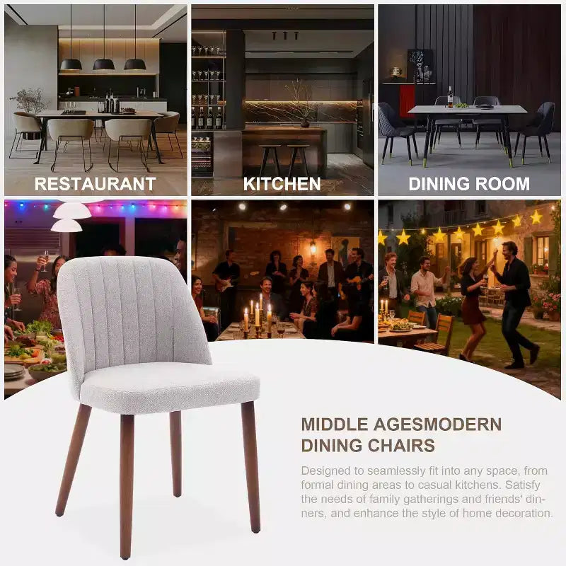 Lot de chaises de salle à manger modernes, structure en bois massif et assise rembourrée, chaises de cuisine ou de salle à manger peu encombrantes