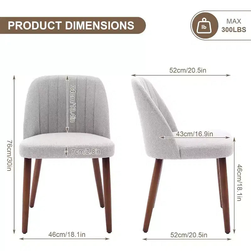 Lot de chaises de salle à manger modernes, structure en bois massif et assise rembourrée, chaises de cuisine ou de salle à manger peu encombrantes