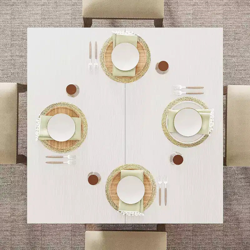 Table de salle à manger carrée pour 4 personnes, petite table de cuisine de 80 cm avec base piédestal robuste, table de ferme pour salle à manger, cuisine, blanc