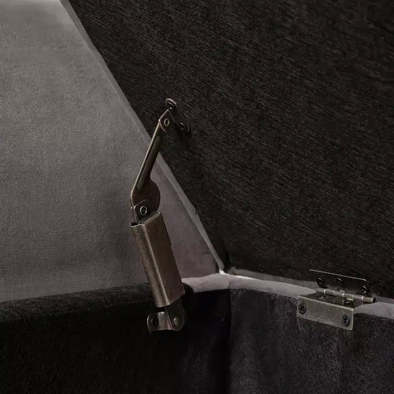 Banc de rangement en velours de 51,5 po avec accoudoirs et pieds en bois, banc de bout de lit avec siège rembourré, pouf de rangement pour la maison