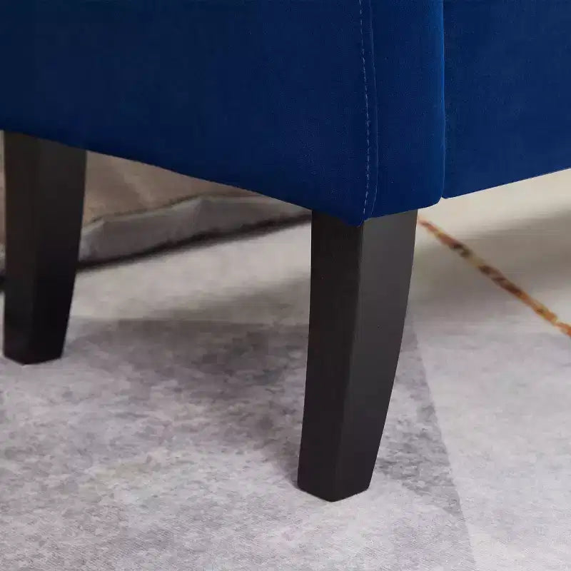 Banc de rangement en velours de 51,5 po avec accoudoirs et pieds en bois, banc de bout de lit avec siège rembourré, pouf de rangement pour la maison