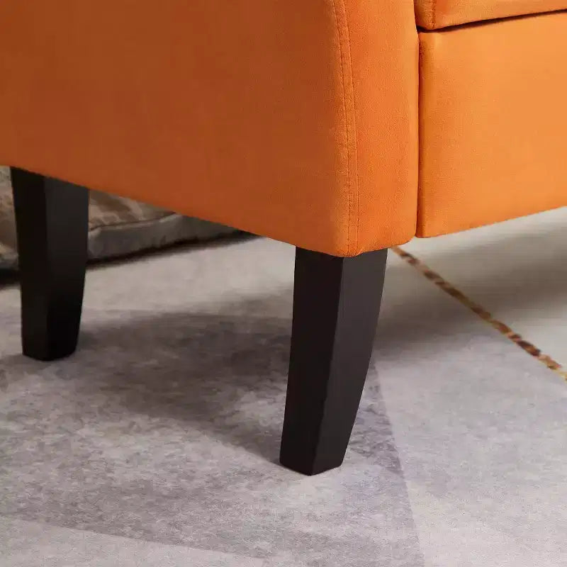 Banc de rangement en velours de 51,5 po avec accoudoirs et pieds en bois, banc de bout de lit avec siège rembourré, pouf de rangement pour la maison