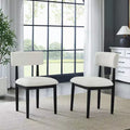 TUYOHW Modern Small Boucle Dining Chairs Set of 2,Upholstered Dining Room Chairs with Curved Backrest &amp; Rubberwood Frame