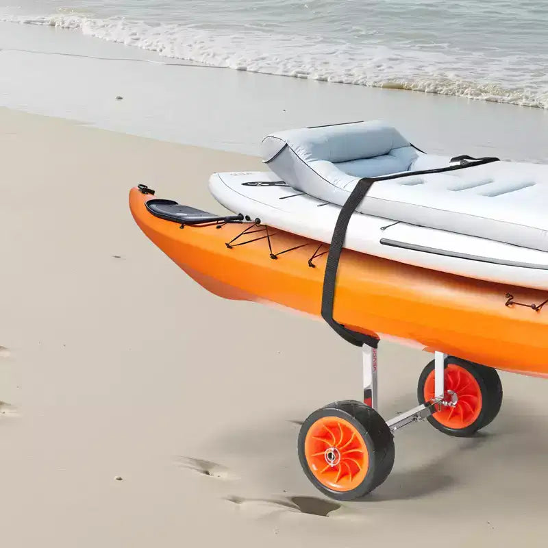 Chariot de kayak, capacité de charge de 113 kg, chariot de canoë avec pneus en caoutchouc solide de 7,5 pouces et béquille, multicolore