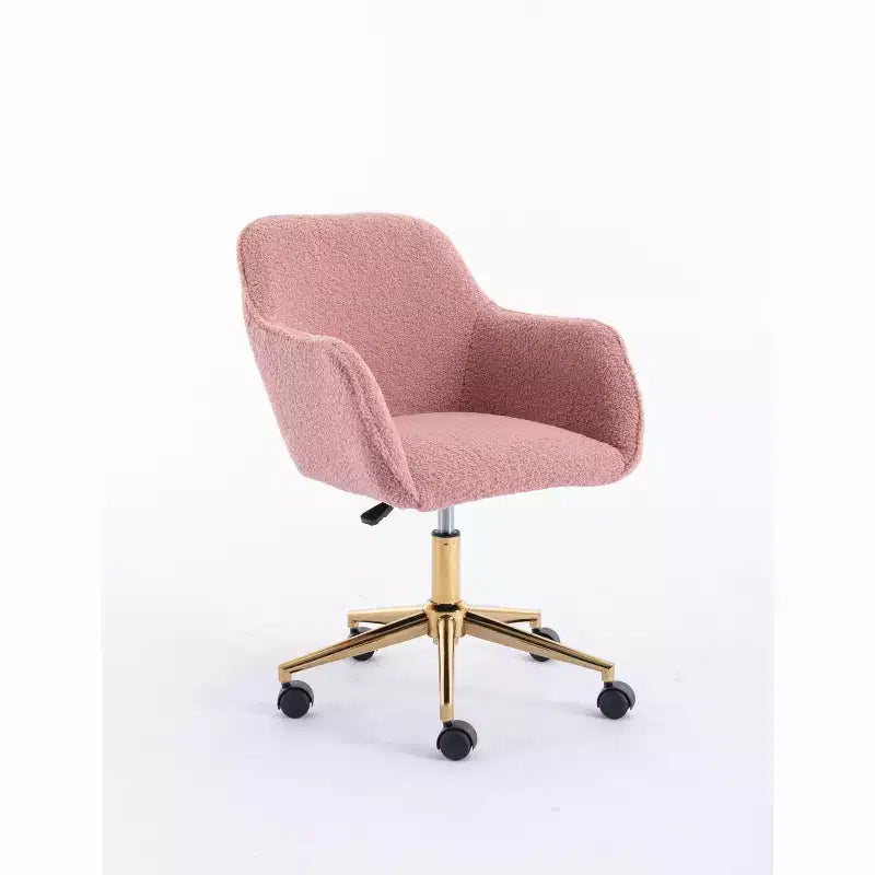 Fauteuil de bureau pivotant en tissu Teddy chic avec roulettes, chaise réglable en hauteur, chaise d'ordinateur chic pour bureau à domicile, mobilier de maison et de bureau