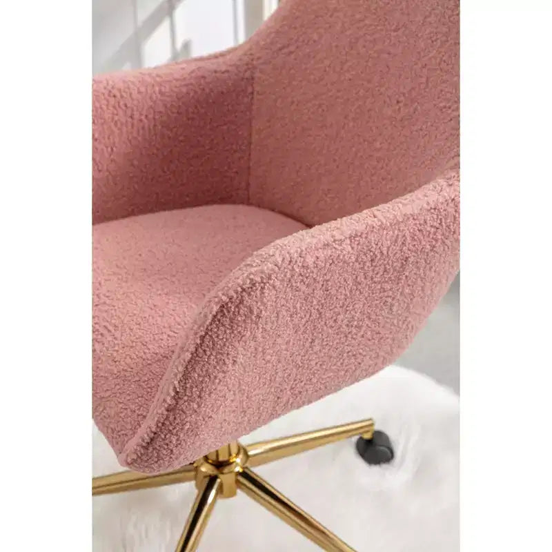 Fauteuil de bureau pivotant en tissu Teddy chic avec roulettes, chaise réglable en hauteur, chaise d'ordinateur chic pour bureau à domicile, mobilier de maison et de bureau